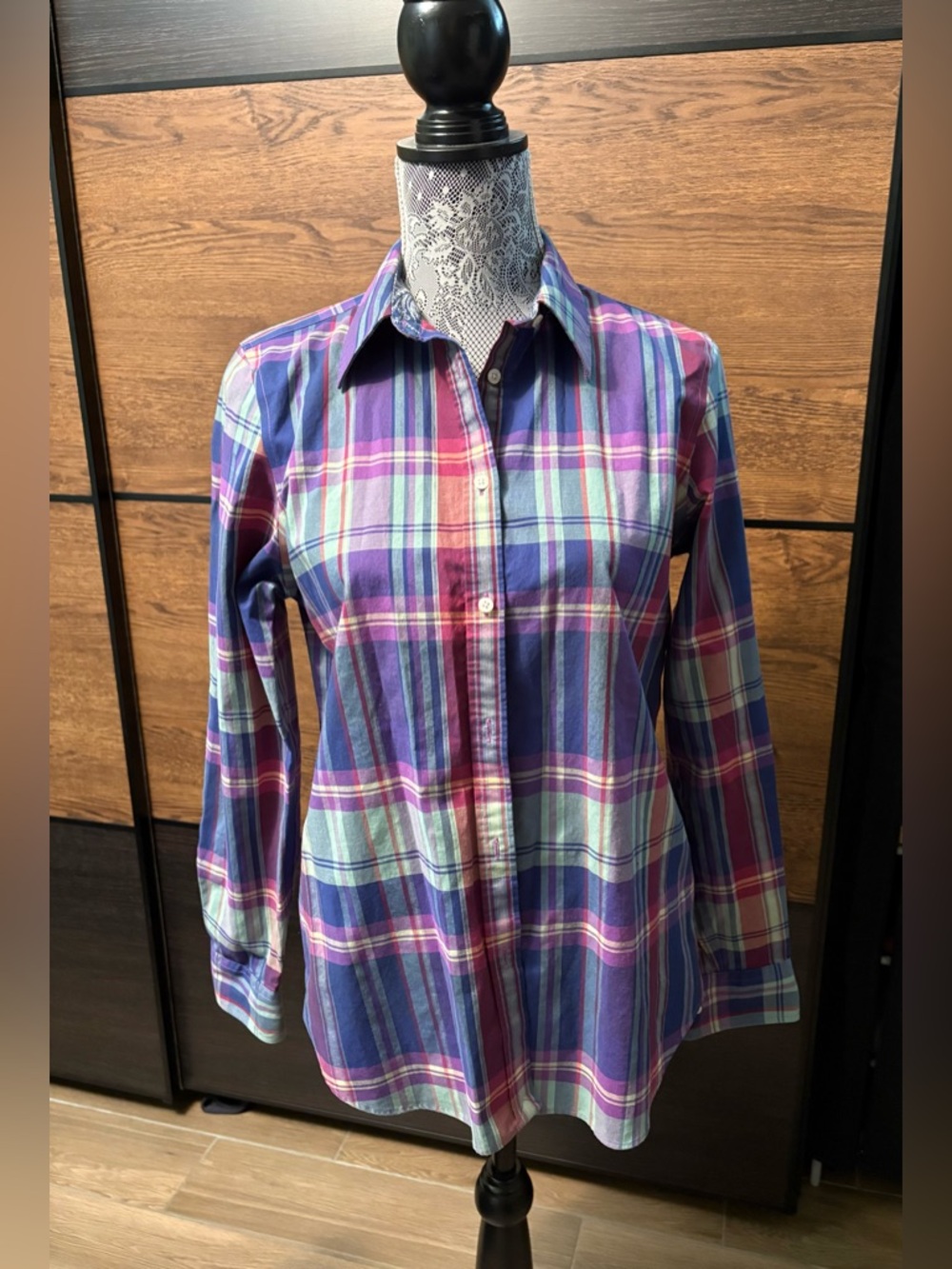 Chaps Purple and Blue Plaid Casual Shirt